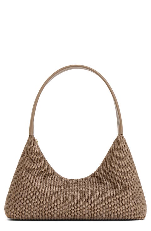 Candy Woven Raffia Baguette Bag