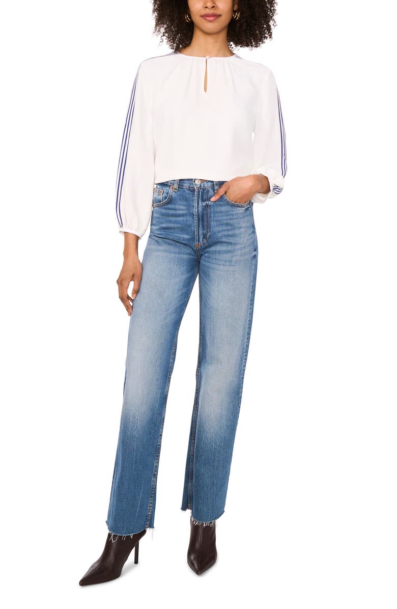 Vince Camuto Stripe Sleeve Detail Top, Alternate, color,