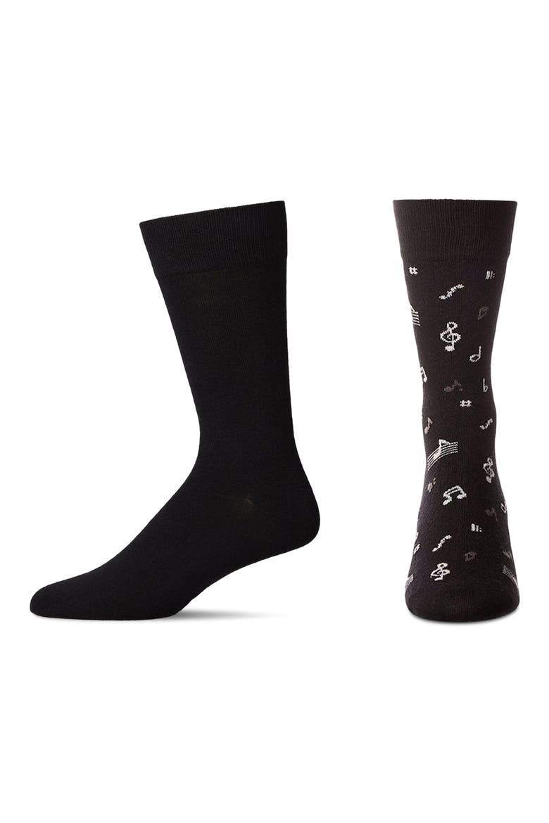 Assorted 2-Pack Crew Socks, Alternate, color, BLACK-BLACK