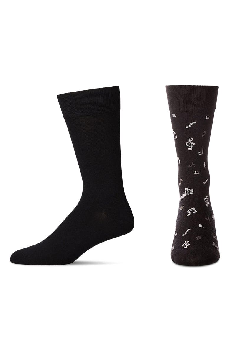 MeMoi Assorted 2-Pack Crew Socks, Alternate, color, Black-Black