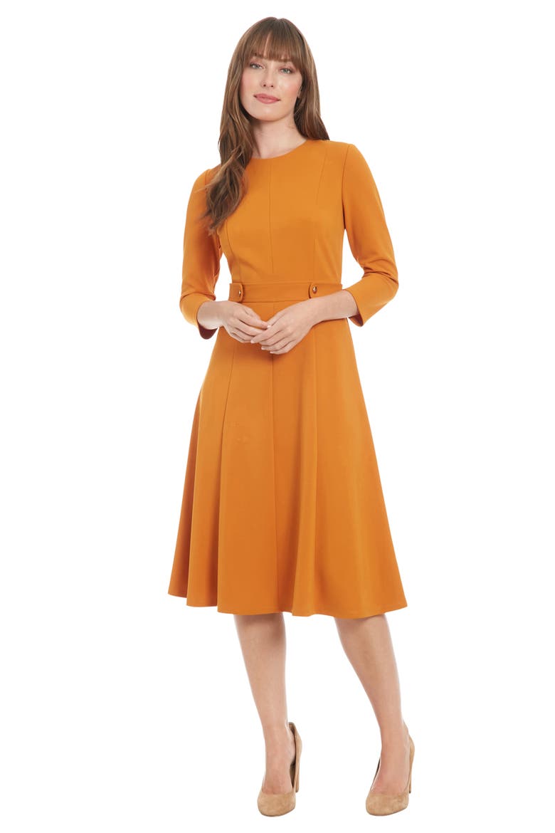 Seamed Midi Dress, Alternate, color, HONEY