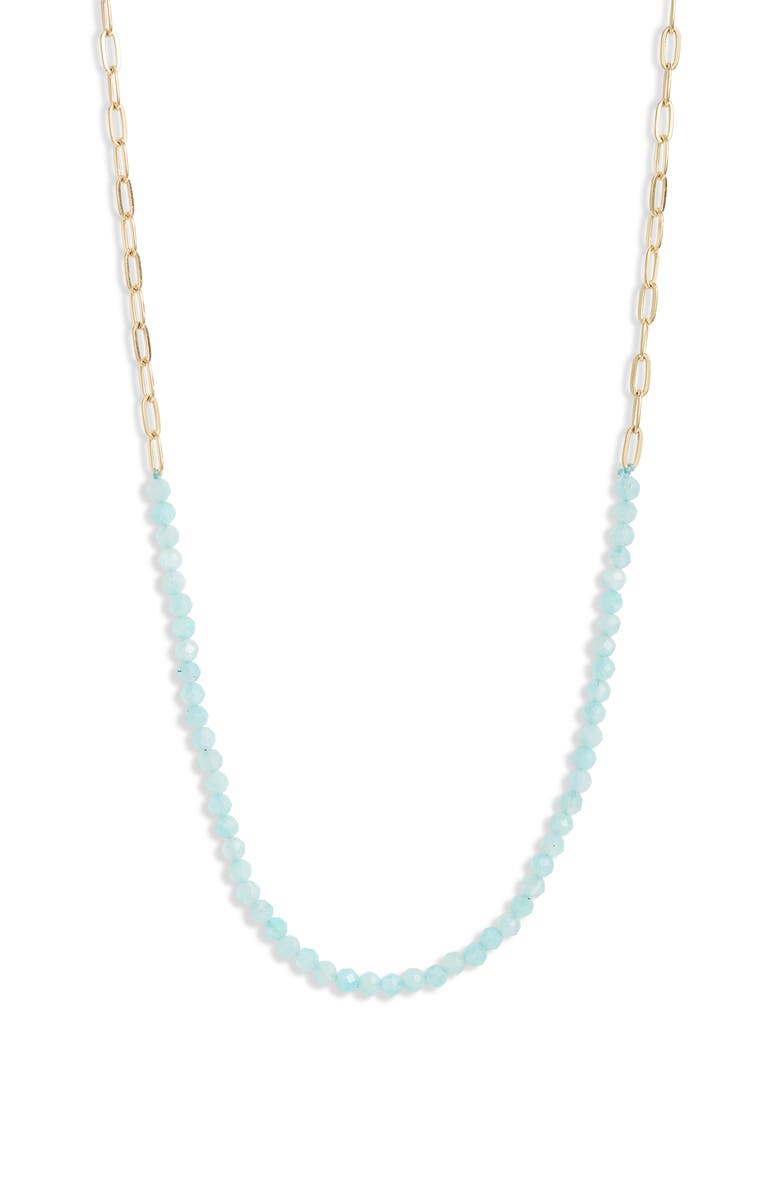 Argento Vivo Sterling Silver Paper Clip Chain & Stone Frontal Necklace, Main, color, 