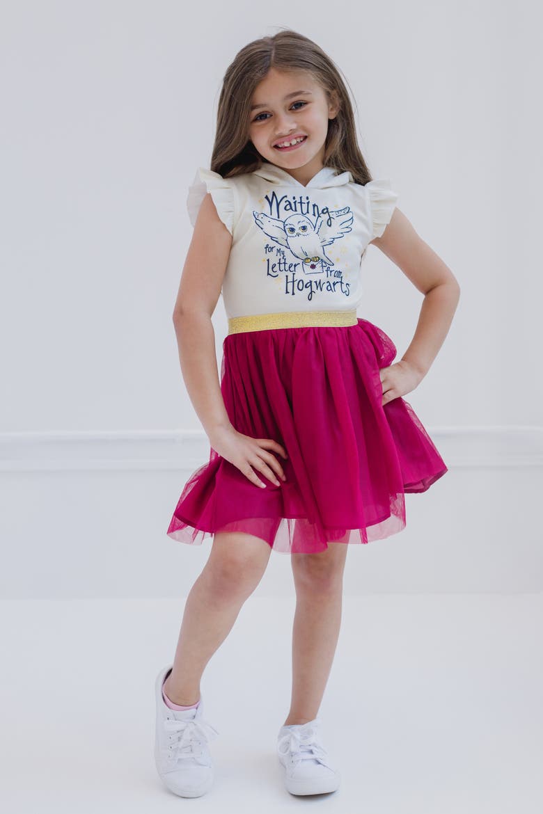 Hedwig Hooded Tutu Dress, Alternate, color, Burgundy Cream Hedwig