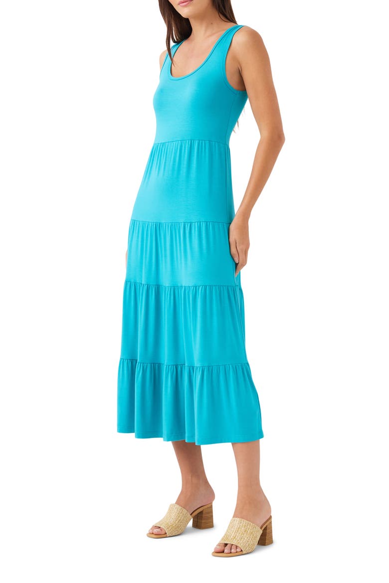Tiered Midi Dress, Alternate, color, TEAL