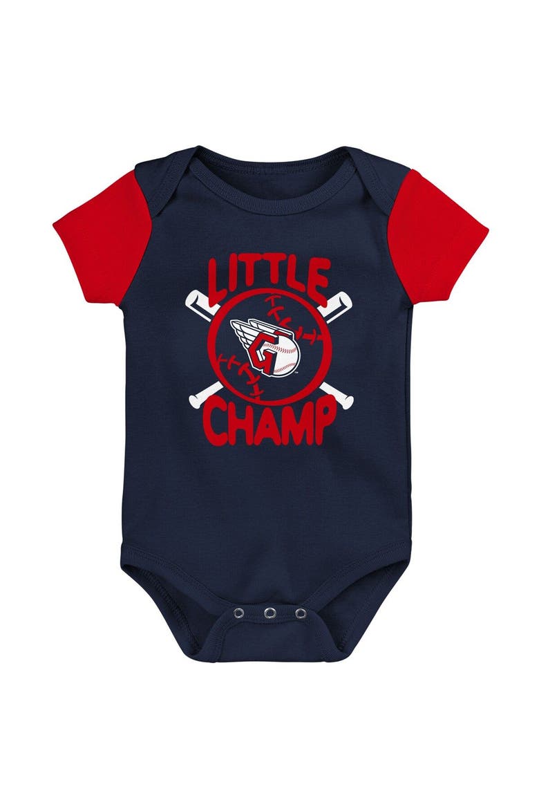 Newborn & Infant Navy/Red Cleveland Guardians Little Champ Three-Pack Bodysuit Bib & Booties Set, Alternate, color, Navy