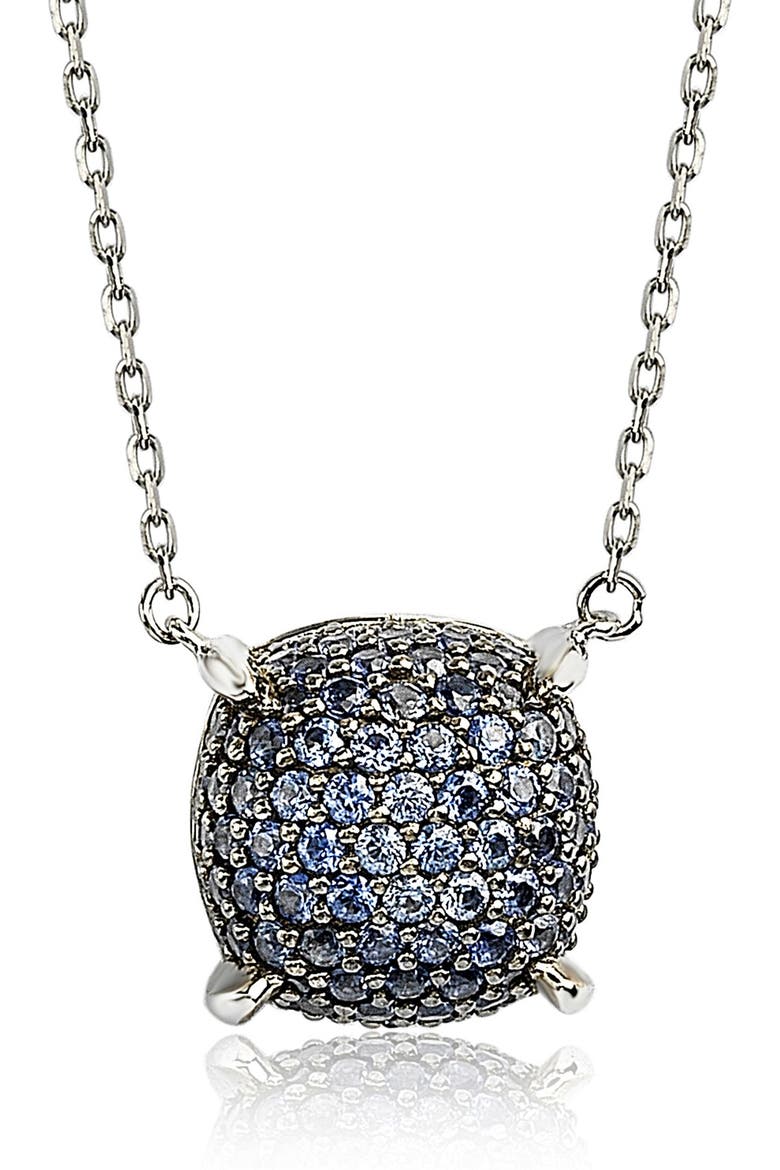 Pavé Sapphire Pendant Necklace, Main, color, BLUE