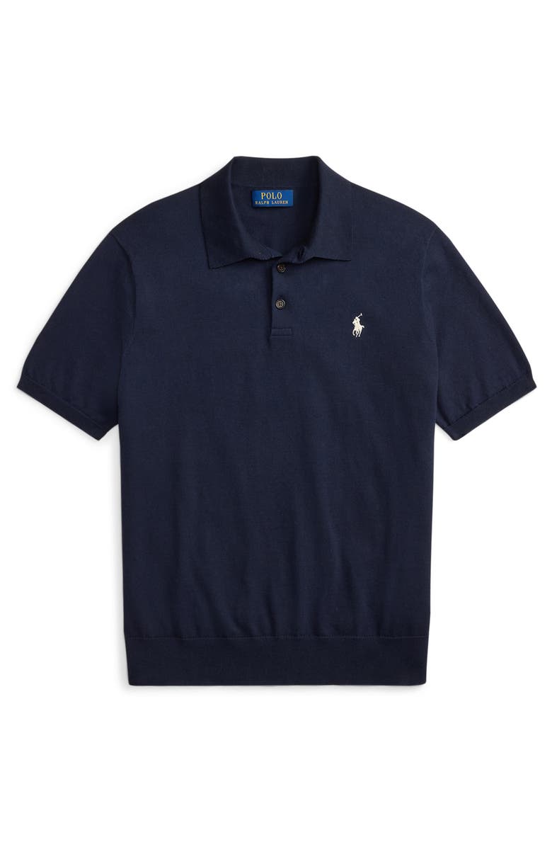 Polo Ralph Lauren Short Sleeve Cotton Polo Sweater, Alternate, color, Hunter Navy