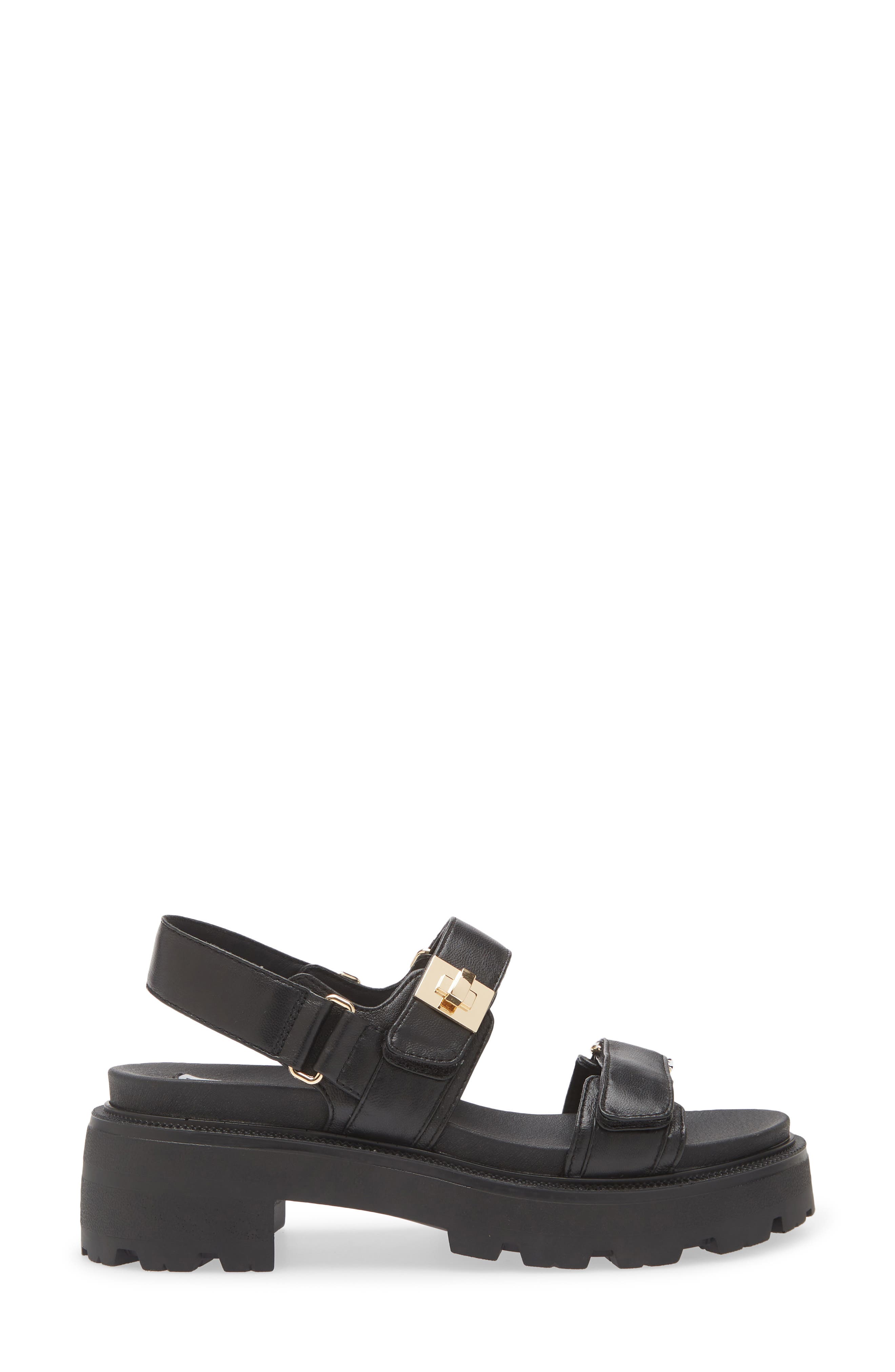 Steve Madden Supermona Lug Sole Slingback Sandal, Alternate, color, Black Leather