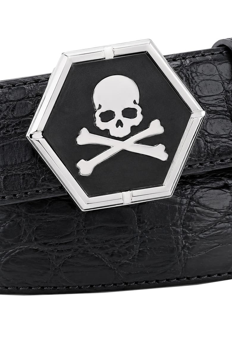 Belt Skull Men, Alternate, color, black/nickel