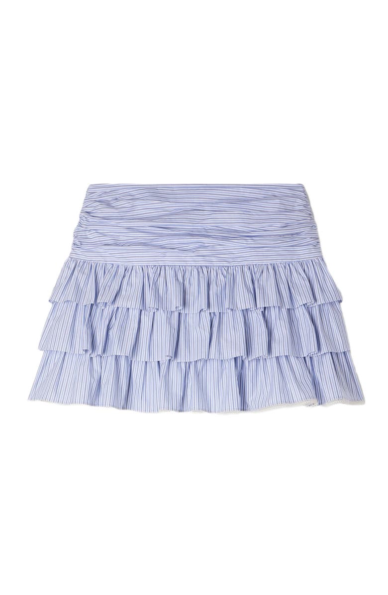 SANDRO Short striped ruffled skirt, Alternate, color, Bleu / Marine
