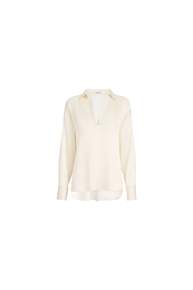 Silk satin blouse, Alternate, color, Panama