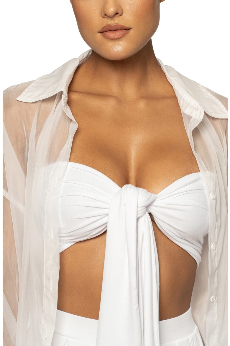 Lia Sheer Button-Up Shirtdress, Alternate, color, WHITE