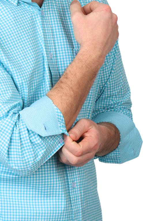 TAILORBYRD TAILORBYRD GINGHAM STRETCH COTTON BUTTON-UP SHIRT