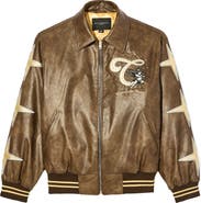 Cult of Individuality Legends Embroidered Faux Leather Varsity Jacket