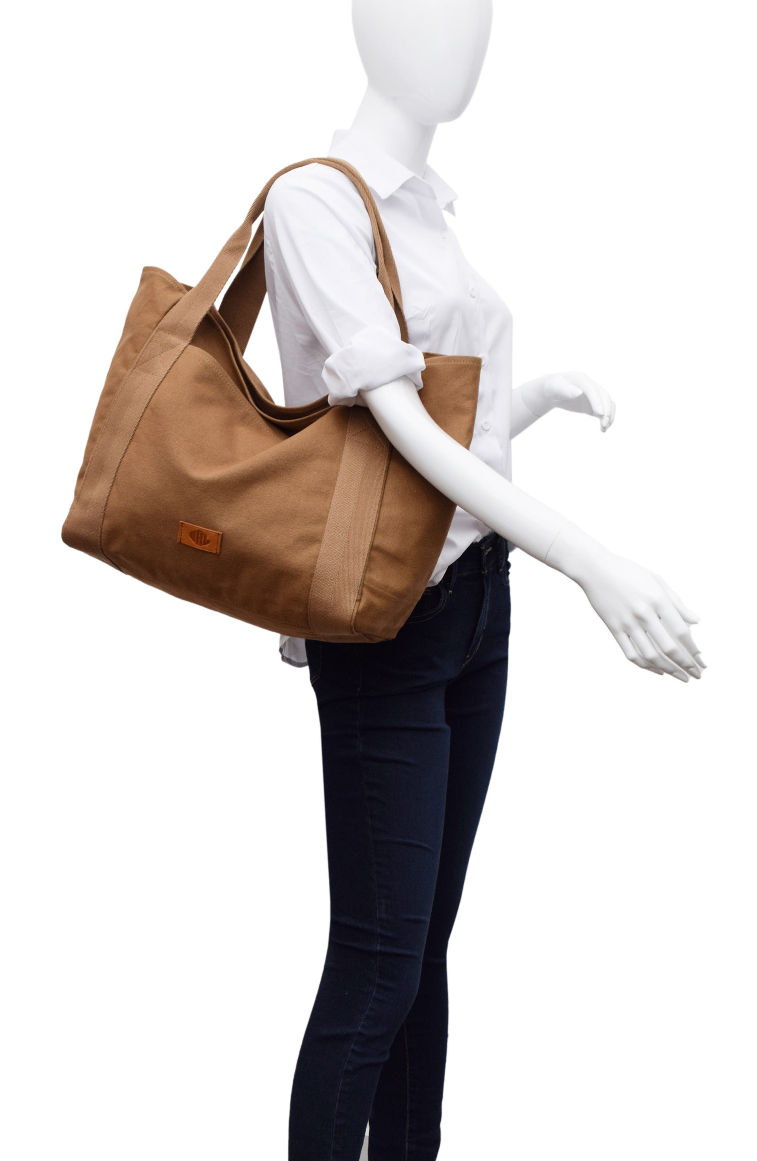 New Amsterdam Leatherworks Liliana Large Canvas Tote Bag, Alternate, color, Khaki