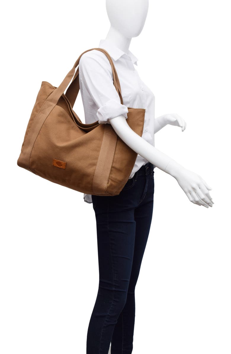 New Amsterdam Leatherworks Liliana Large Canvas Tote Bag, Alternate, color, Khaki