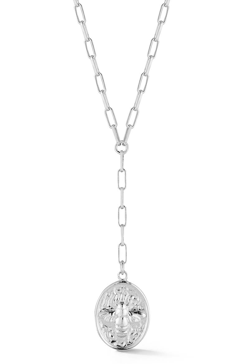 Bee Lariat Necklace, Main, color, SILVER