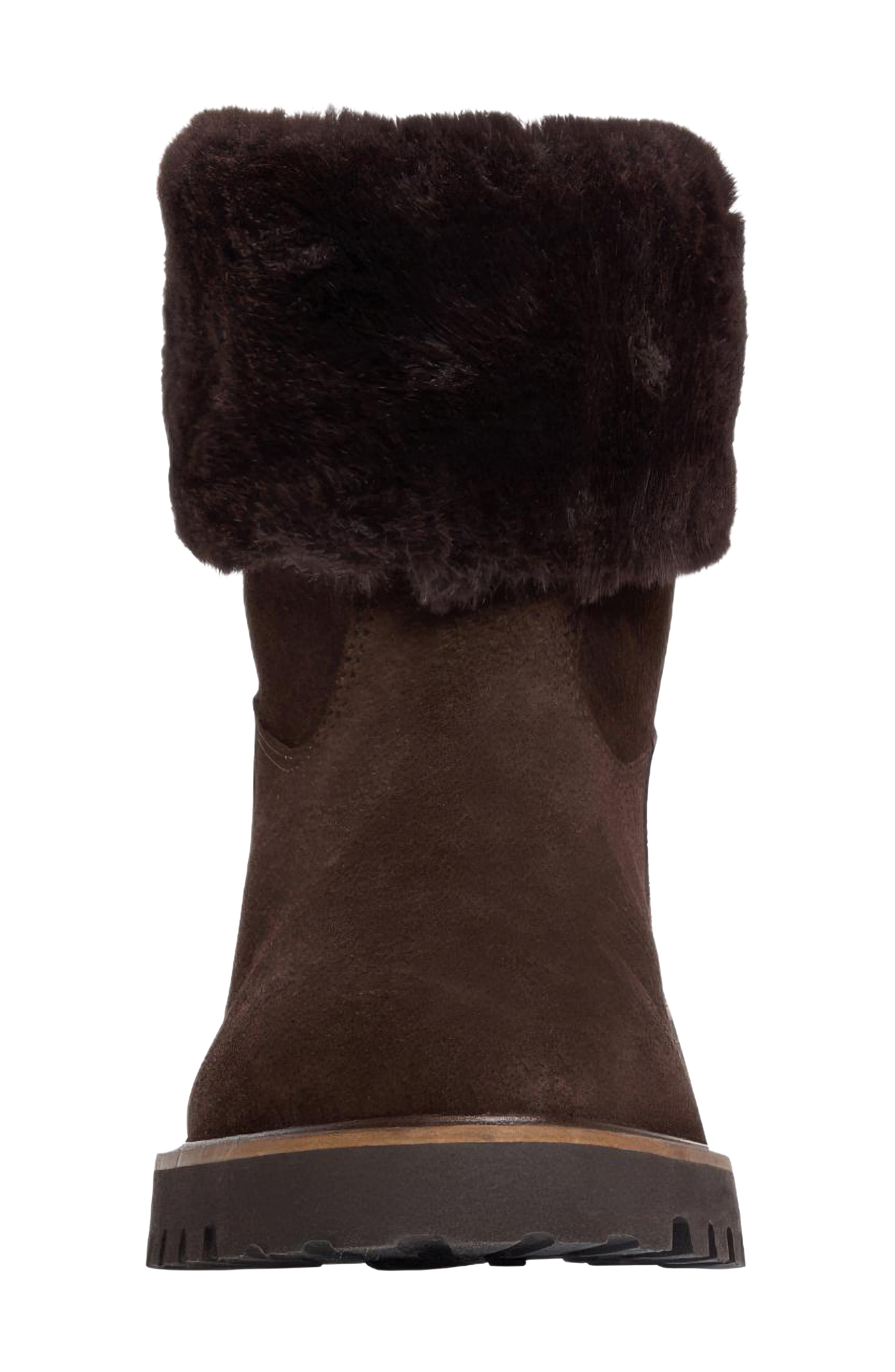 Ayla Boot with Faux Fur Trim, Alternate, color, DARK BROWN SUEDE