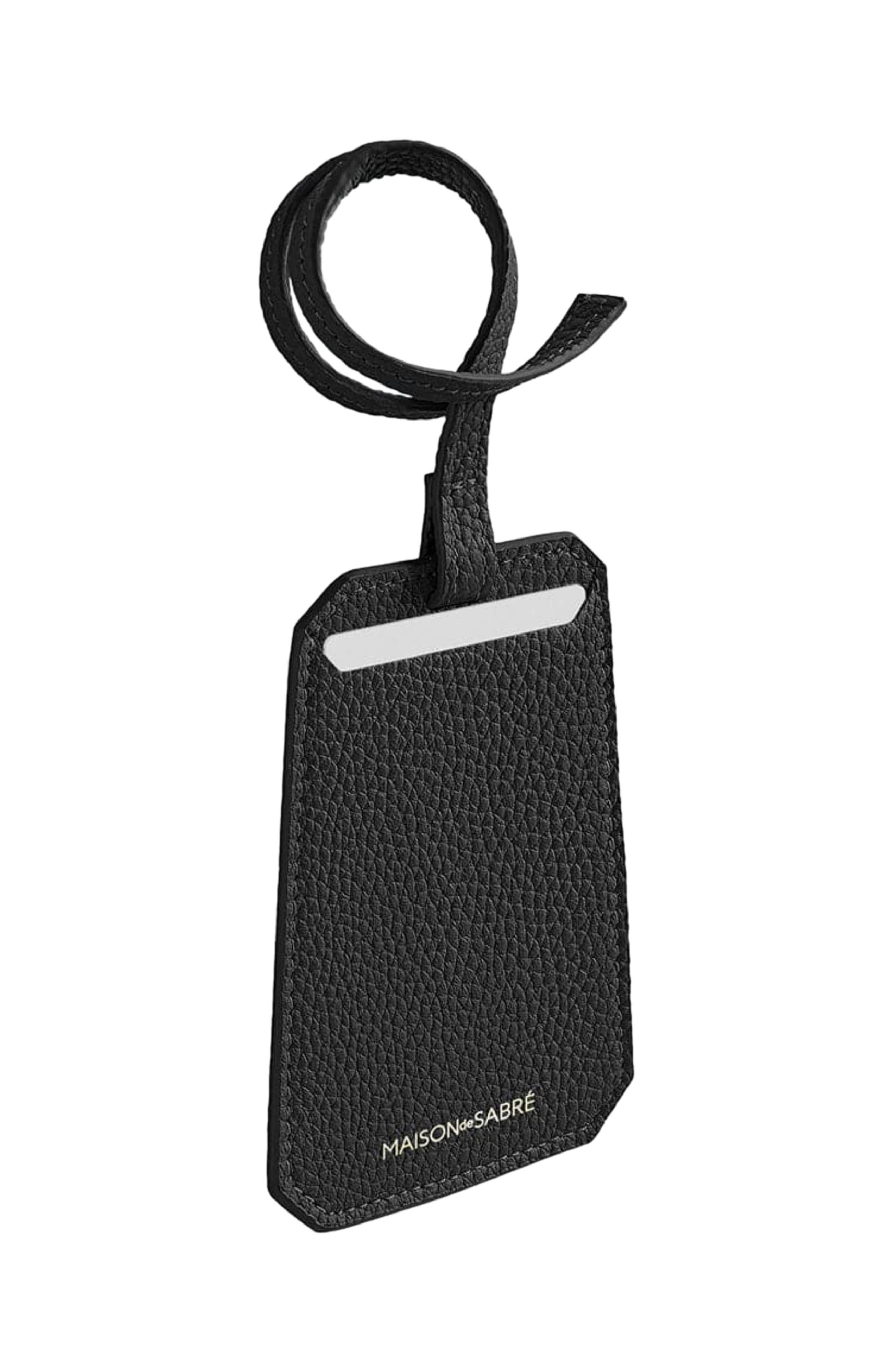 MAISON de SABRÉ Leather Luggage Tag, Alternate, color, Black Caviar