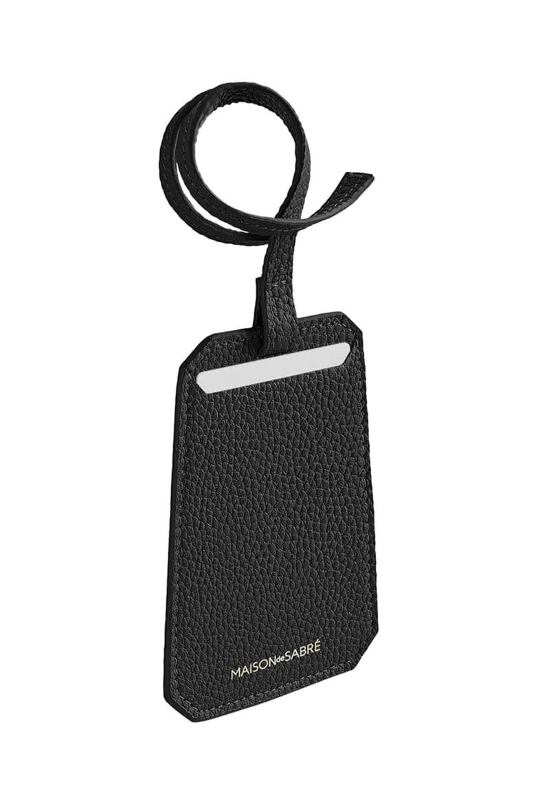 Leather Luggage Tag, Alternate, color, Black Caviar