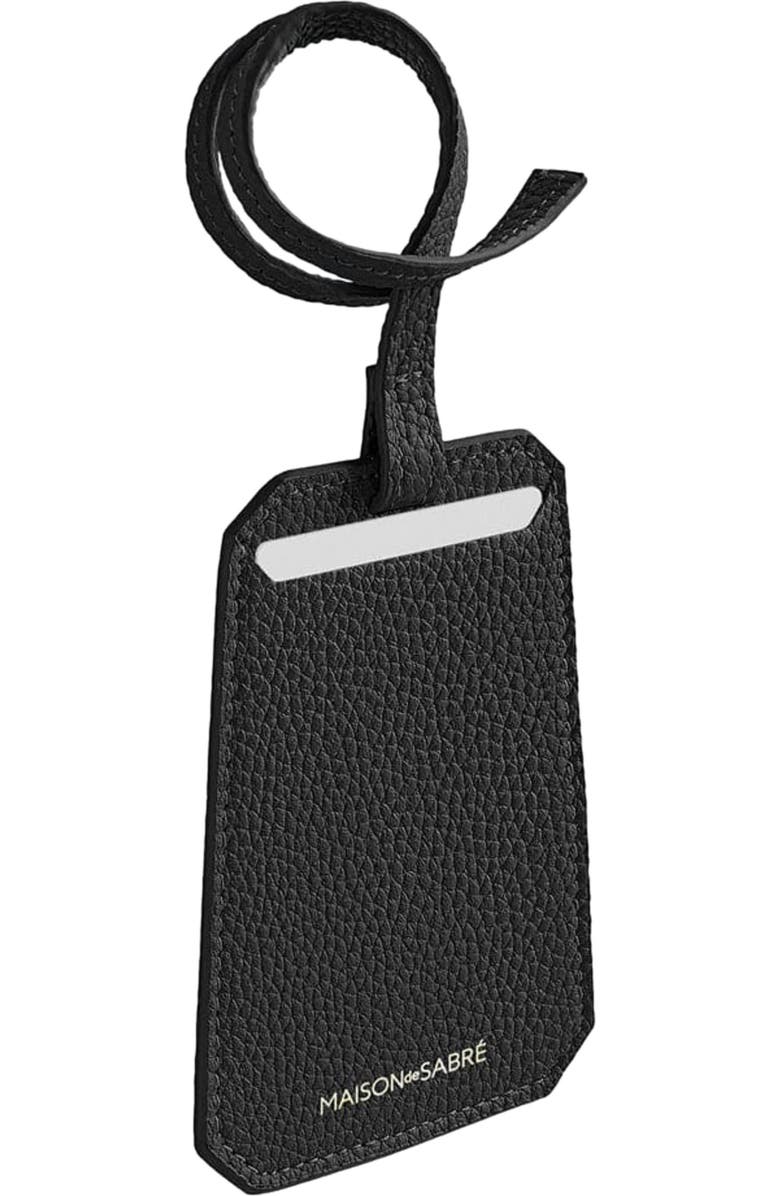 MAISON de SABRÉ Leather Luggage Tag, Alternate, color, Black Caviar