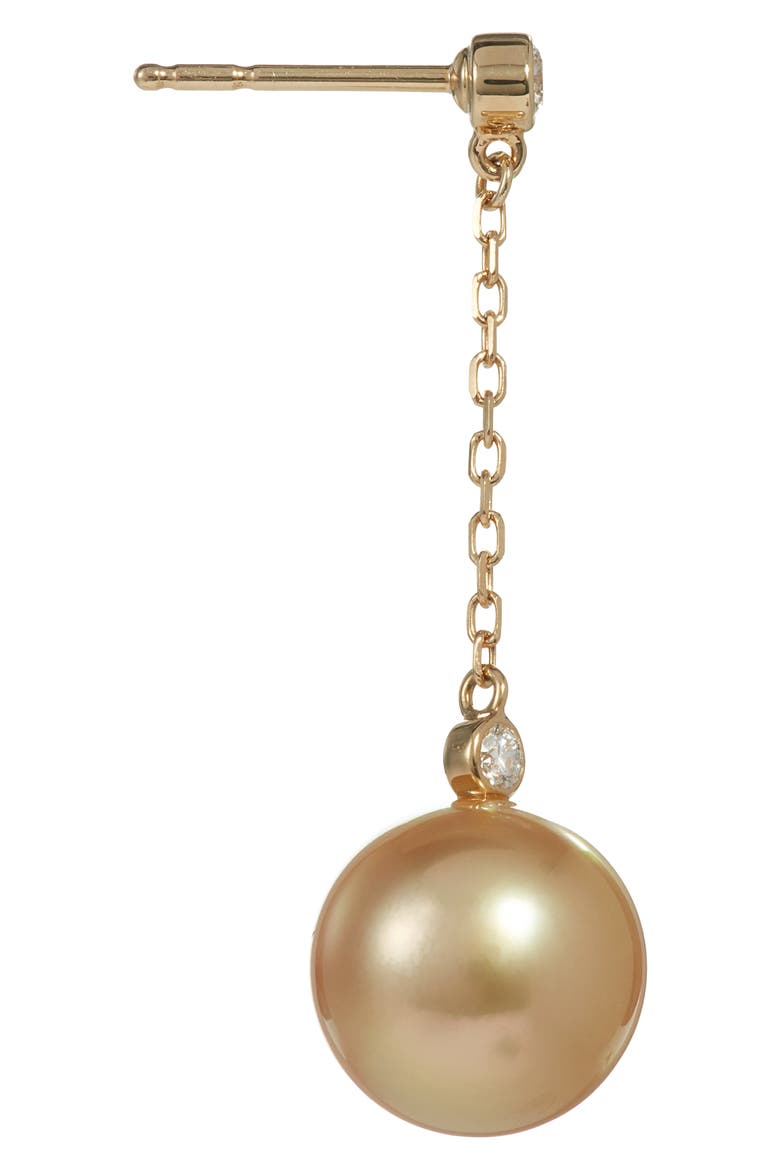 South Sea Cultured Pearl & Diamond Drop Earrings, Alternate, color, YELLOW GOLD
