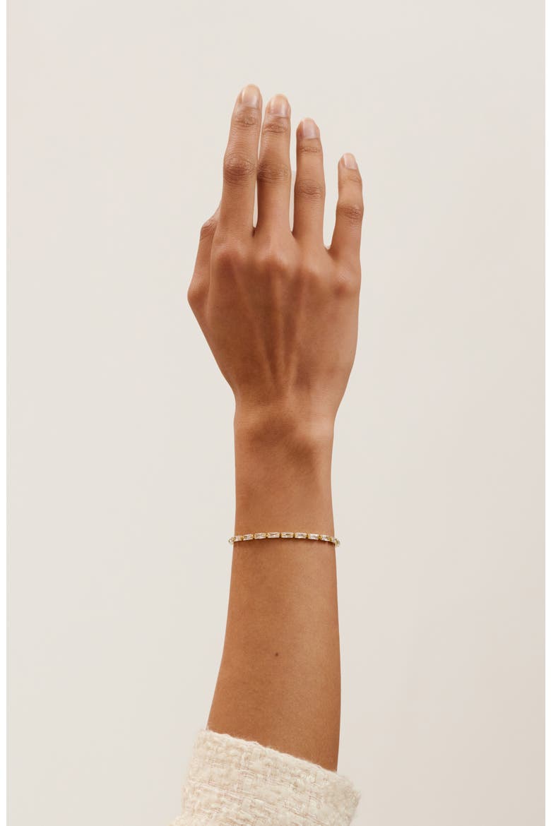 Isela Cubic Zirconia Baguette Bracelet, Alternate, color, GOLD TONE/ CLEAR CRYSTAL
