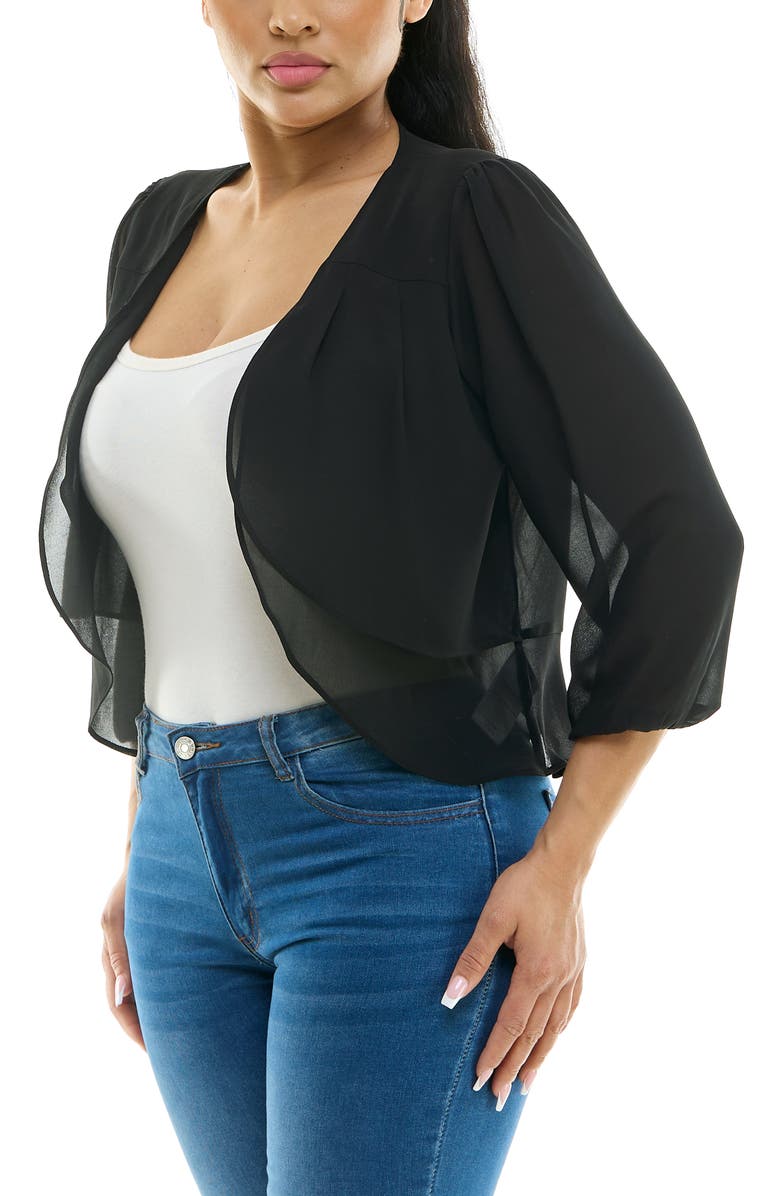 Nina Leonard Tiered Chiffon Shrug, Alternate, color, Black