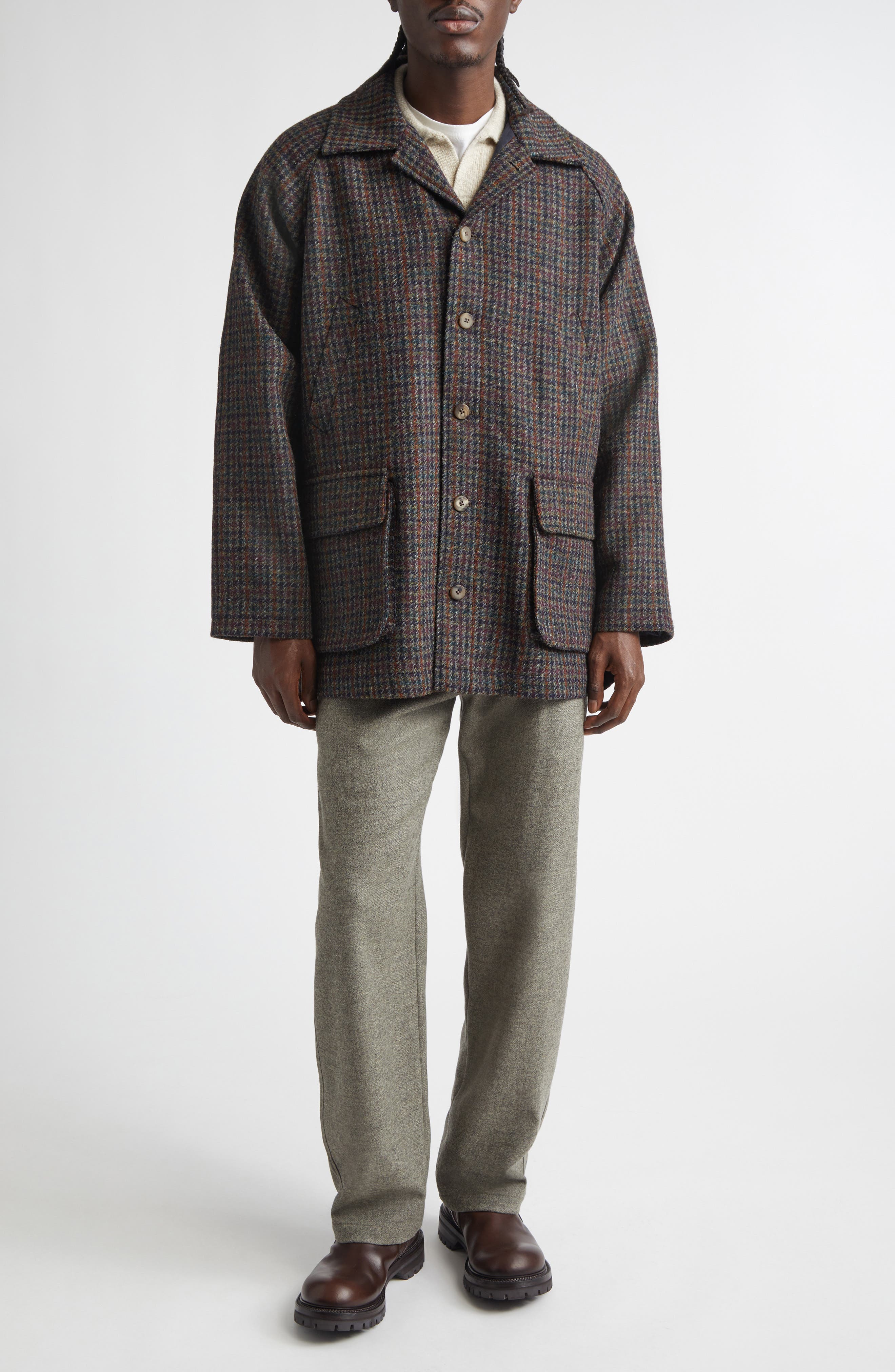 Forest Houndstooth Wool Tweed Jacket - image 2