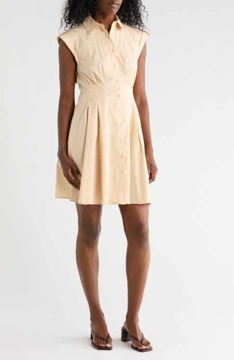 Eliza J Cap Sleeve Cotton Fit & Flare Shirtdress