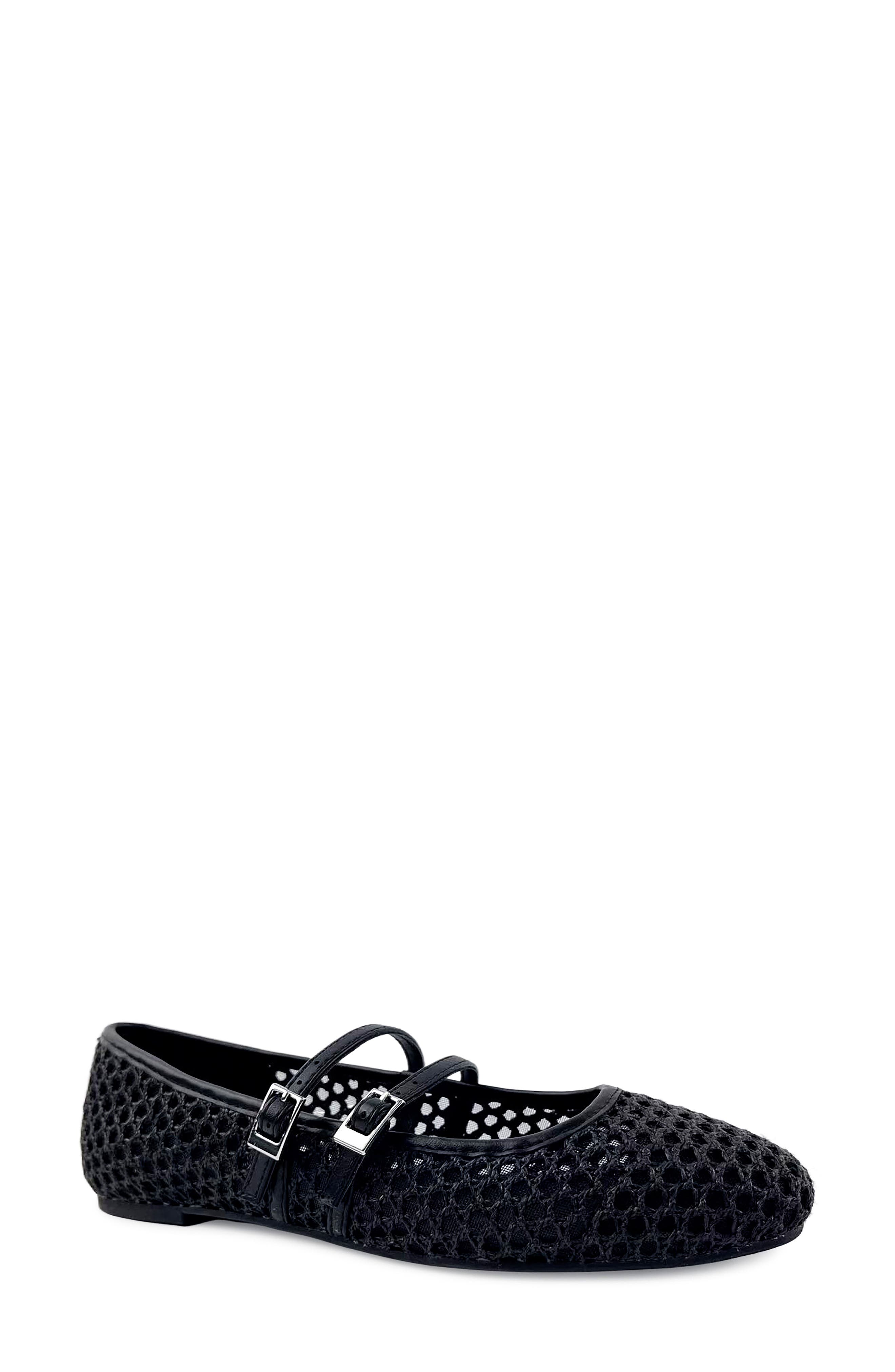 Reaction Kenneth Cole Malibu Crochet Flat, Main, color, Black Raffia