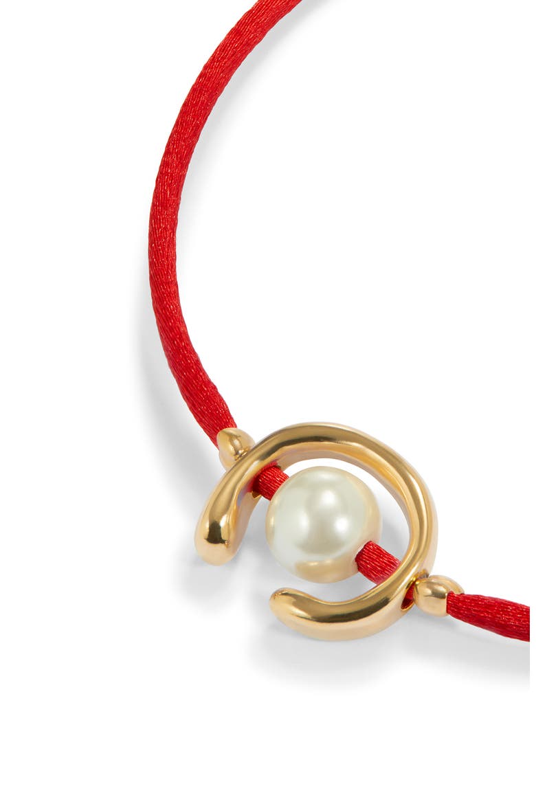 18K Gold-Plated Red Thread Bracelet with Shell Pearl Accessory, Alternate, color, Gold