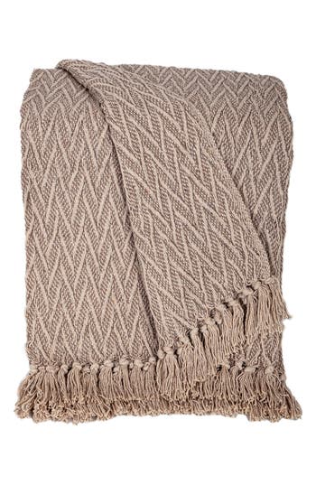 Parkland Collection Fringe Throw Blanket In Nude