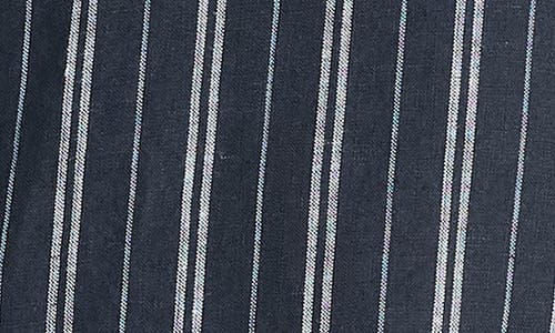 Vince Stripe Classic Fit Short Sleeve Button-up Shirt In Blue