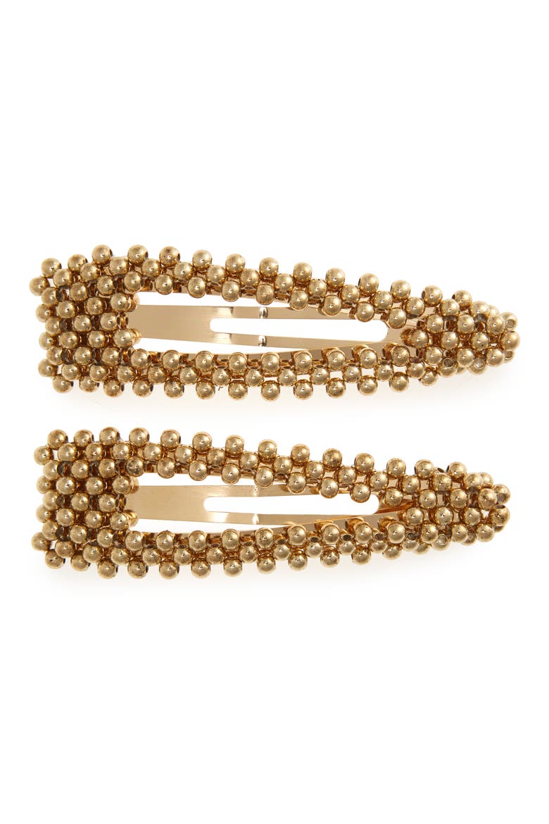 2-Pack Beaded Triangle Hair Clips, Main, color, GOLD