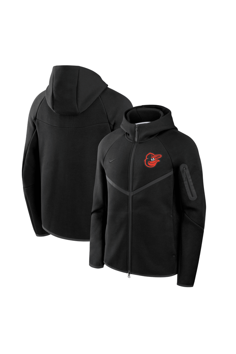 Men's Nike Black Baltimore Orioles Tech Fleece Raglan Full-Zip Windrunner Hoodie, Main, color, Black