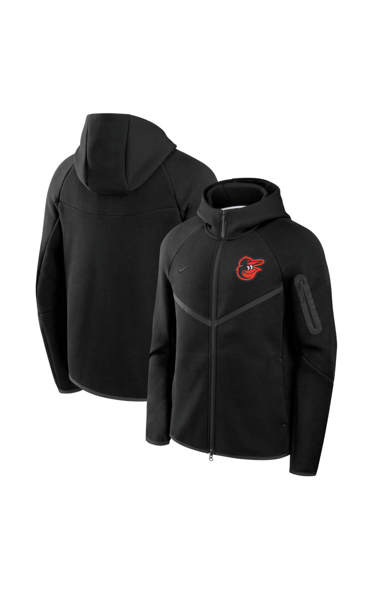 Nike Men's Nike Black Baltimore Orioles Tech Fleece Raglan Full-Zip Windrunner Hoodie, Main, color, Black