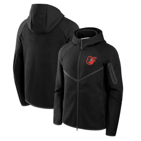 Men's Nike Black Baltimore Orioles Tech Fleece Raglan Full-Zip Windrunner Hoodie