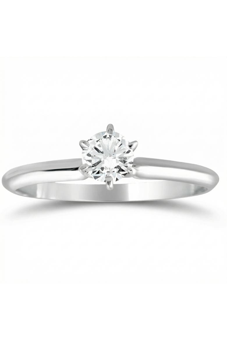 1/3Ct Solitaire Round Cut Diamond Engagement Ring in 14k Gold Lab Grown, Main, color, 14k White Gold