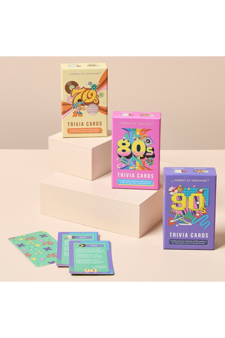 90's Trivia Cards, Party Card Game, 180 Cool Questions, Alternate, color, Multicolored