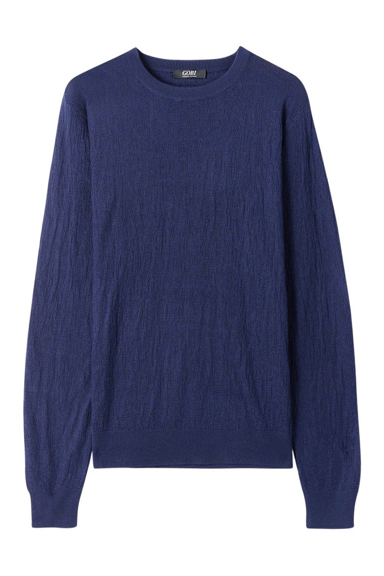 Lightweight Silk Cashmere Textured Sweater, Alternate, color, navy blazer