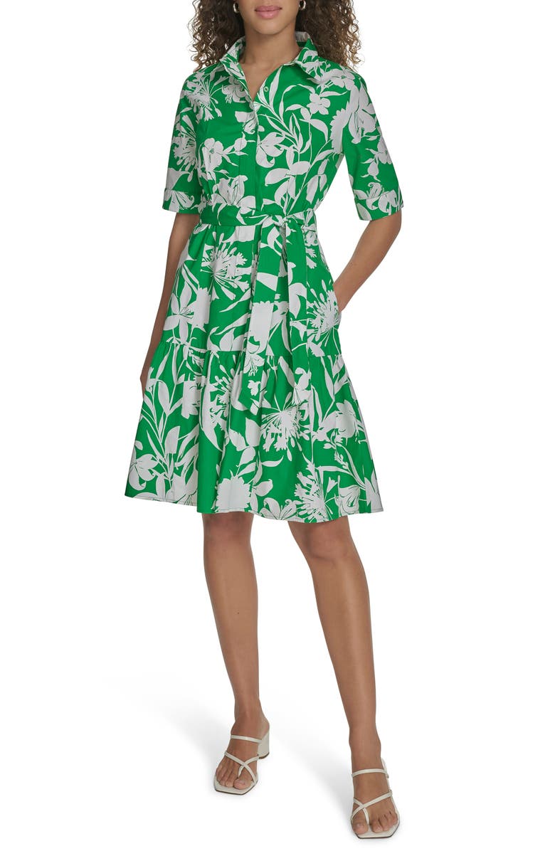 Calvin Klein Floral Cotton Shirtdress, Main, color,