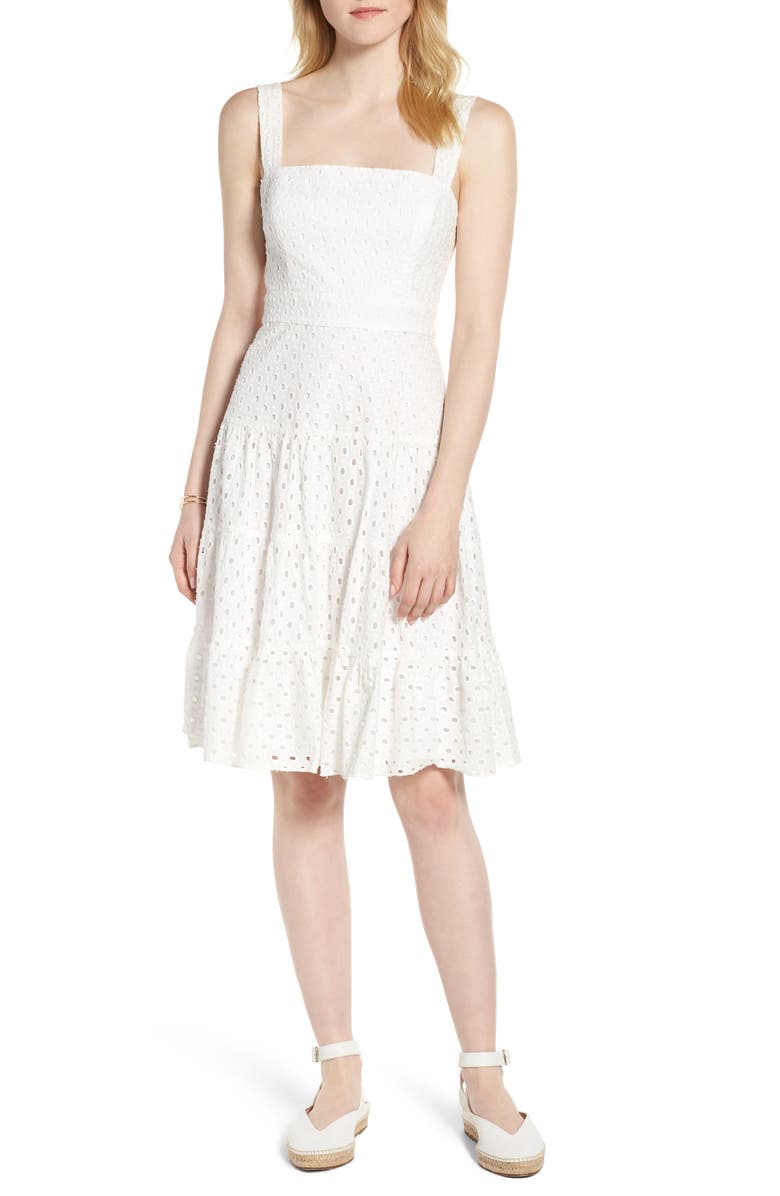 1901 Eyelet Fit & Flare Dress, Main, color,