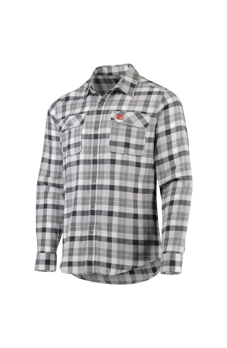 ANTIGUA Men's Antigua Charcoal/Gray Cleveland Browns Ease Flannel Long Sleeve Button-Up Shirt, Alternate, color, 