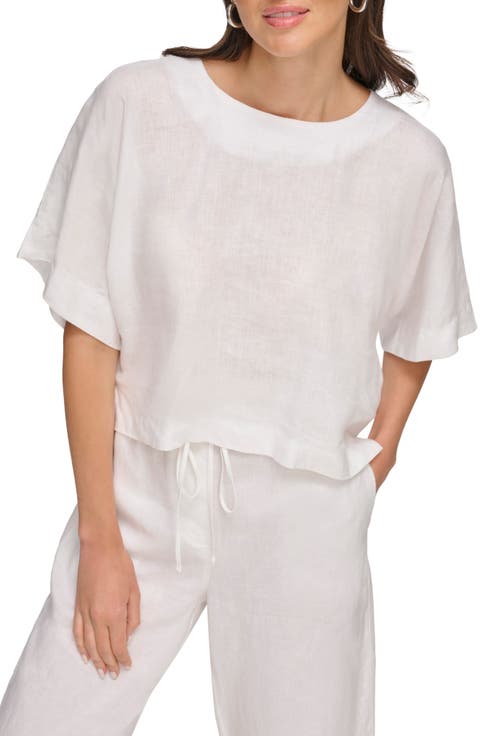 Drop Shoulder Boxy Linen Top