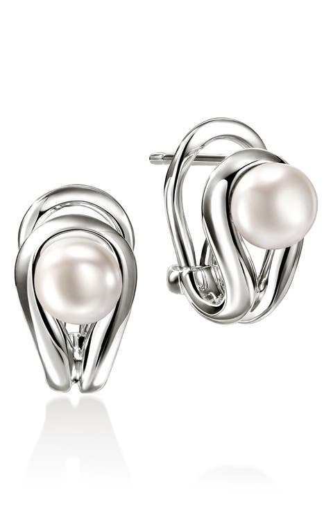 Surf Earrings, Sterling Silver, Freshwater Pearls