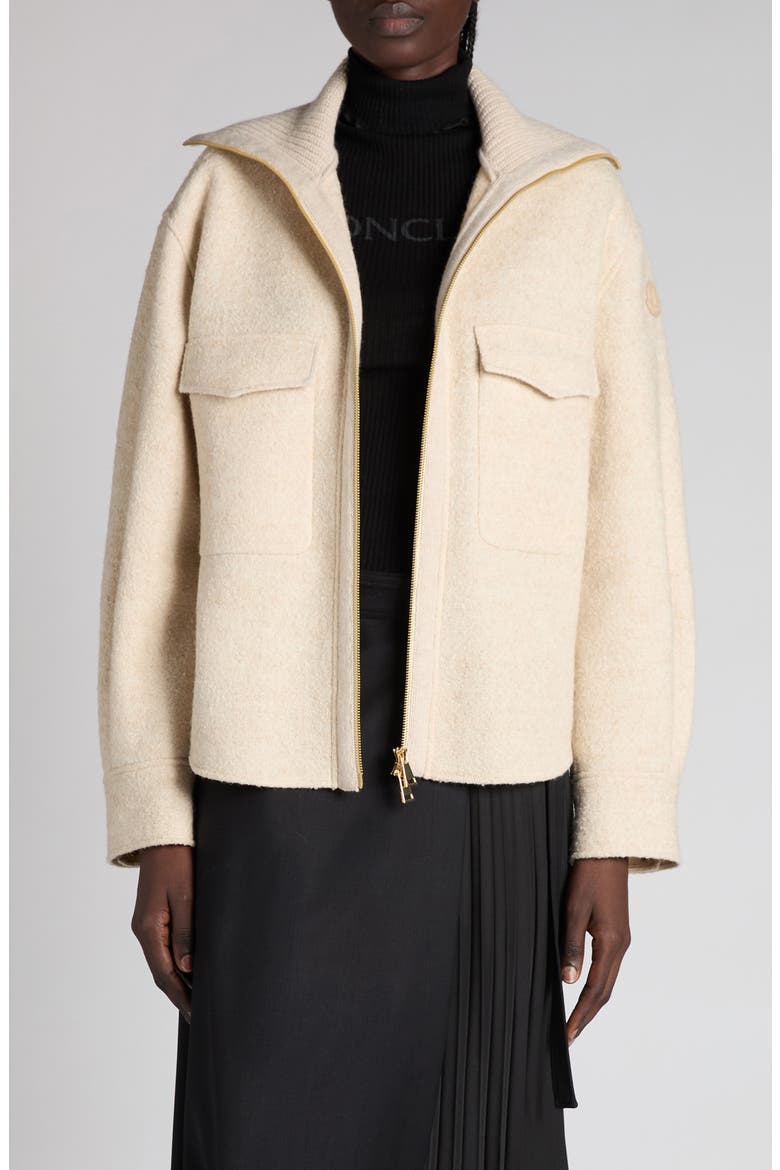 Wool Blend Bouclé Shirt Jacket, Main, color, SOFT BEIGE