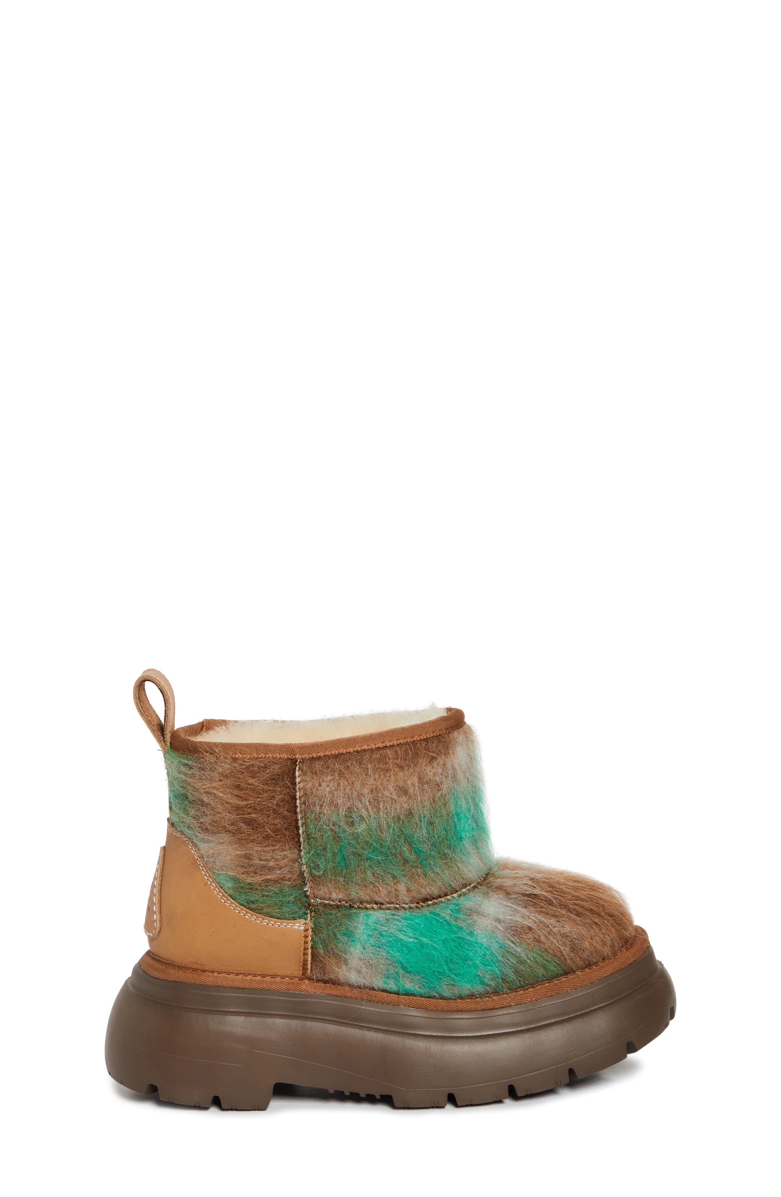 Chunky Sole Woolly Genuine Shearling Bootie, Alternate, color, BRUSHED PLAID