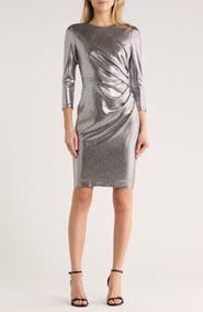 Vince Camuto Foiled Pleated Sheath Dress