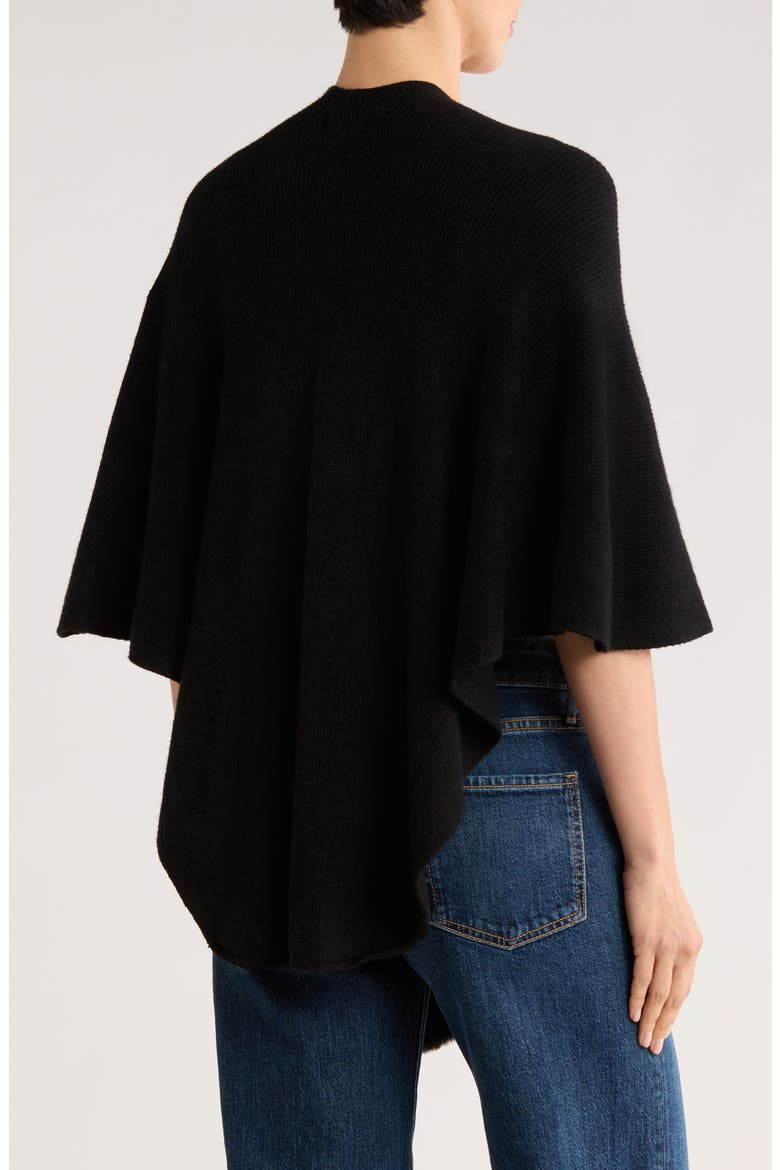 Faux Fur Trim Sweater Wrap, Alternate, color, BLACK